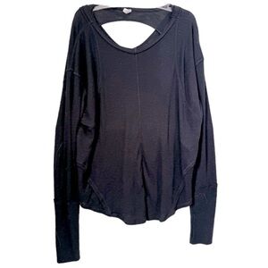 Free People Movement Thermal Ribbed CutOut Oversized Top Stretch Relaxed T Shirt